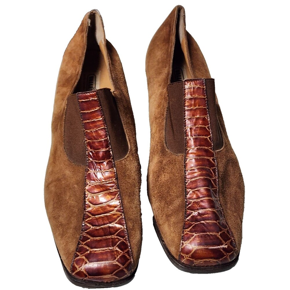 Valleverde Leather Vintage Snakeskin Panel Pumps Size EU 41 Italian Designer